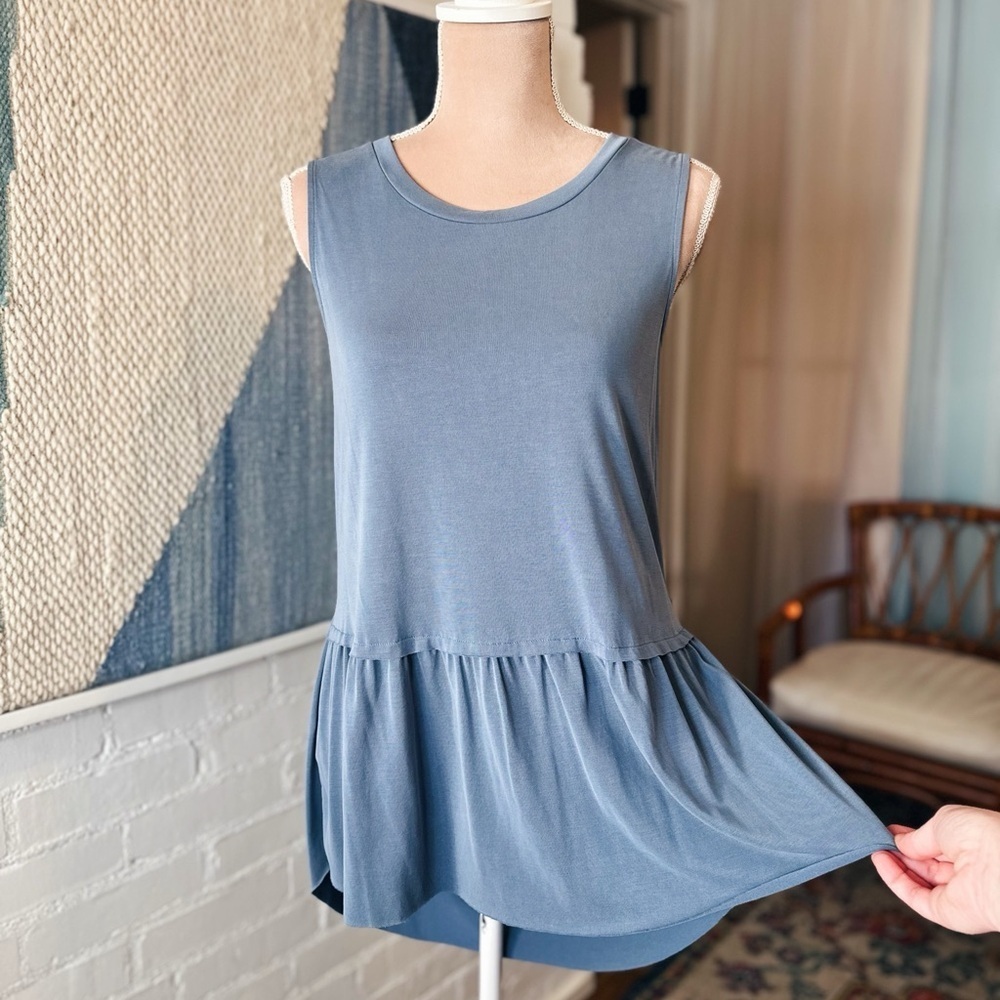 NWOT Mote Modal Blend Slate Blue Buttery Soft Babydoll Top